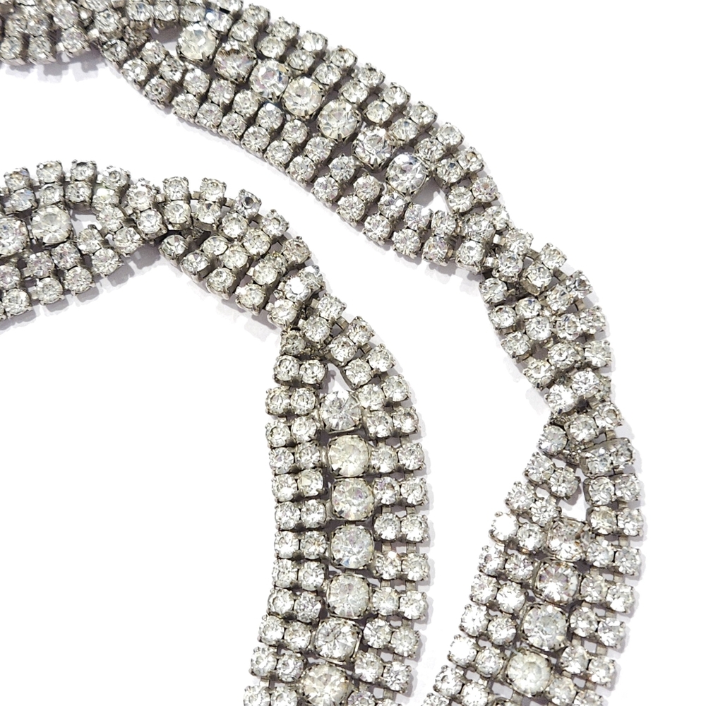 Christian Dior Vintage Crystal Belt Statement Necklace Silver Tone 1970s - Picture 14 of 17